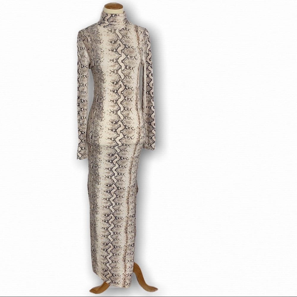 GENERATION LOVE SnakeSkin Mock Neck Bodycon Maxi - Picture 2 of 14